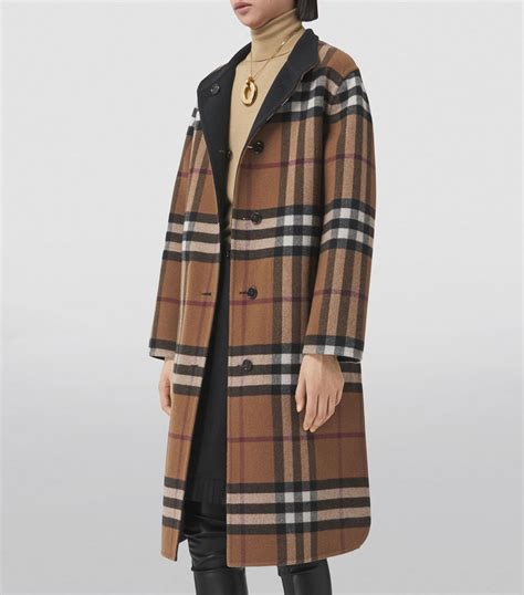 wool blend tailored coat burberry|burberry reversible check wool coat.